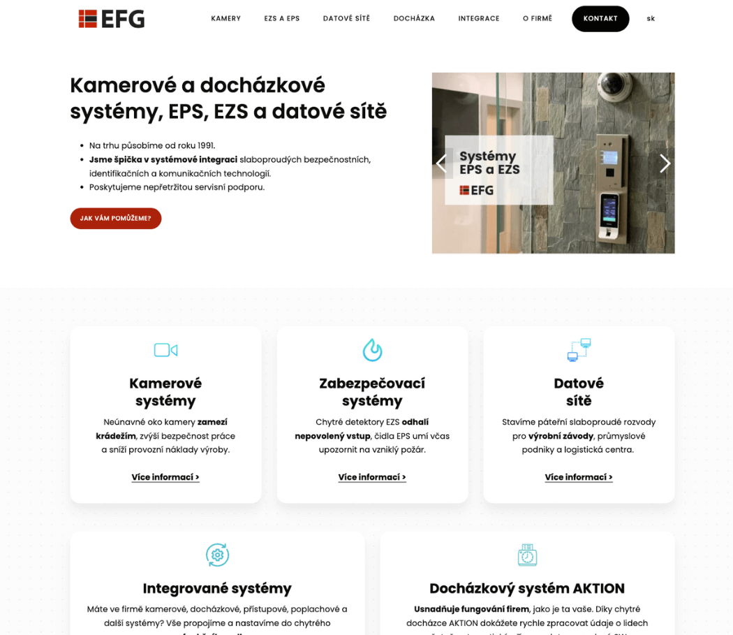 Copywriting a návrh webu od UX textaře pro EFG.cz – pražskou ICT firmu zabývající se systémovou integrací.