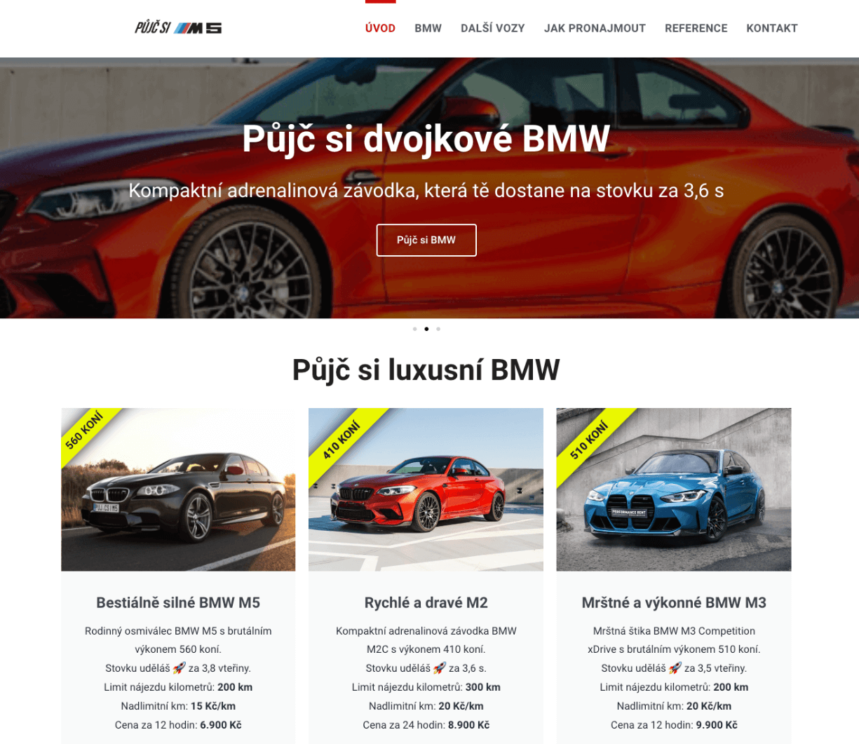 Návrh textů, obsahu a tvorba nového webu pro pražskou půjčovnu sportovních vozů - pujcsim5